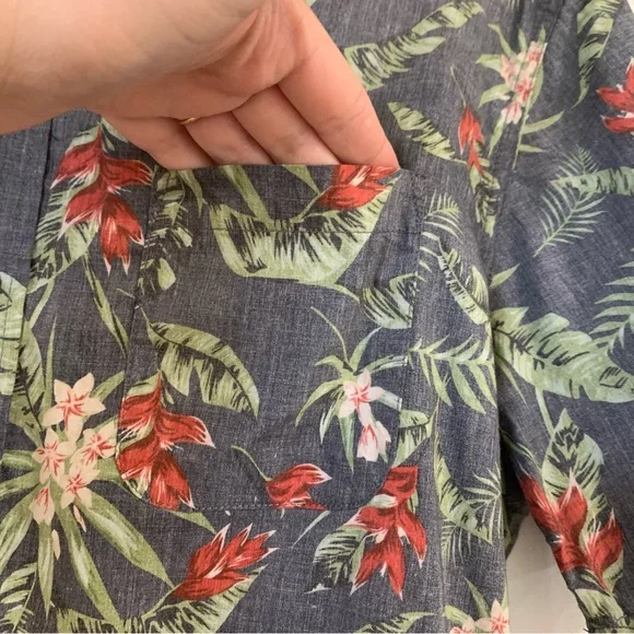 Marine Layer Shirt Mens Large Blue Wailea Hawaiian Pineapple Button Shirt - Picture 4 of 11